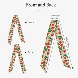 FYQZVI Strawberry Purse Scarf Handbags For Women Scarfs Bags Band Hair Neck Scarves Silky Long Thin Satin Headscarf Fashion