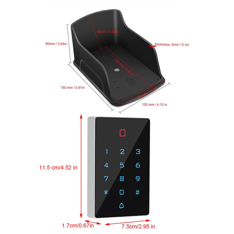 T12 Touch Keyboard Access Control Machine with Waterproof Cover and
