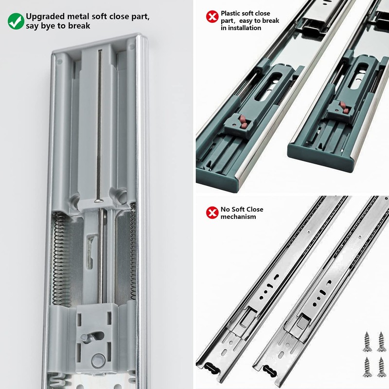 homdiy 10 Pair Soft Close Drawer Slides, 16 Inch 20