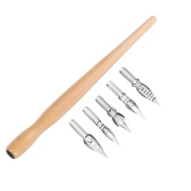 DOITOOL 1 Set Vintage Dip Pen with Bent Tip Design Lightweight Calligraphy Pens for Drawing Signature Writing and Art Projects Includes Nibs and Barrel