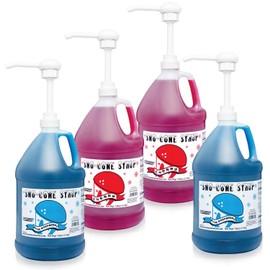 Sno-Cone Syrups - Four Gallons with Pumps (Blue Raspberry-Blue Raspbery-Cherry-Cherry)