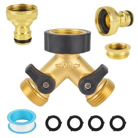 Hose Splitter 2 Way Garden Hose Splitter，3/4" Tap Y Splitter Brass Hose Connector，Garden Tap Splitter，Garden Faucet Splitter for Outdoor, Garden, Courtyard, Lawn, Kitchen ﻿