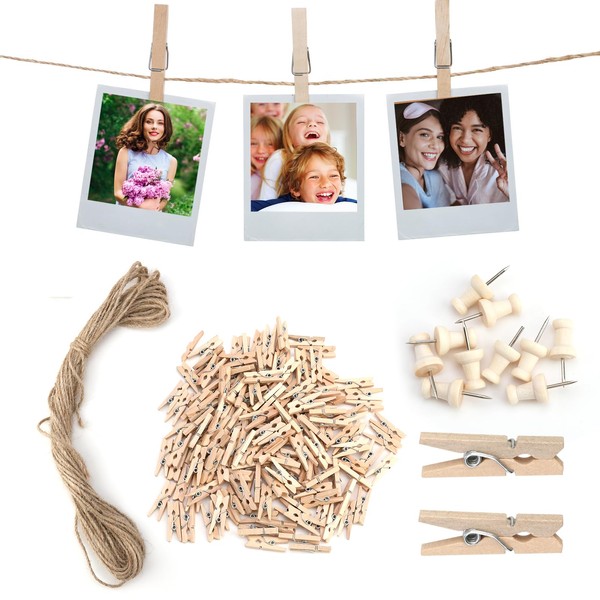 Mini Pegs for Photos Wooden Pegs, 150pcs Photo Clips Pegs