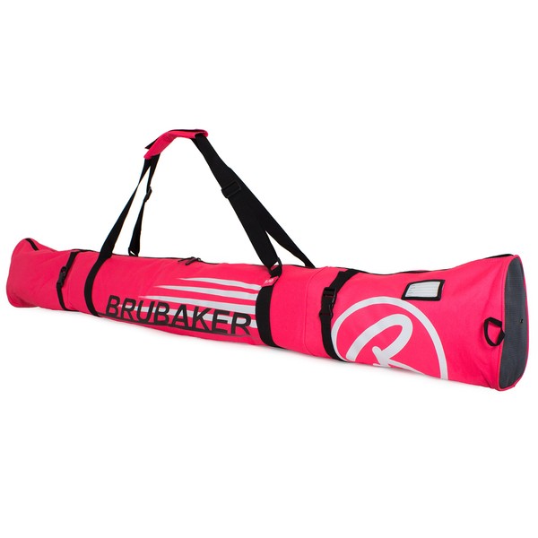 BRUBAKER Padded Ski Bag Skibag Carver Champion - Limited Edition - 170 cm / 66 7/8" Dark Pink