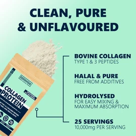 Halal Bovine Hydrolysed Collagen Peptides Powder, Type 1 & 3 Collagen, for Hair, Skin, Nails and Joints, for Women & Men, Gluten-Free & Dairy-Free Protein, Unflavoured, DeenVida Nutrition