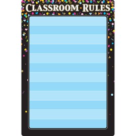 Ashley Productions Smart Poly Chart Black Confetti Classroom Rules, 13" x 19"