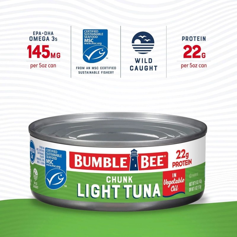 Bumble Bee Chunk Light Tuna in Oil 5oz Cans, 10-Pack