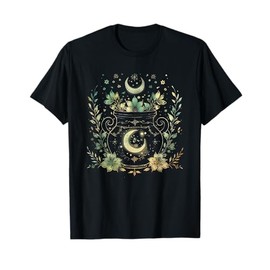 Vintage Witchy Wicca Witch Cauldron Crescent Moon Witchcraft T-Shirt