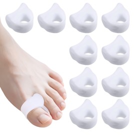 Pack of 10 Gel Toe Separators, White Toe Separators for Teenagers, Heel Exostosis Correction, Bunion Correction, Toe Overlap Spacers, Relieves Friction, Pressure and Pain