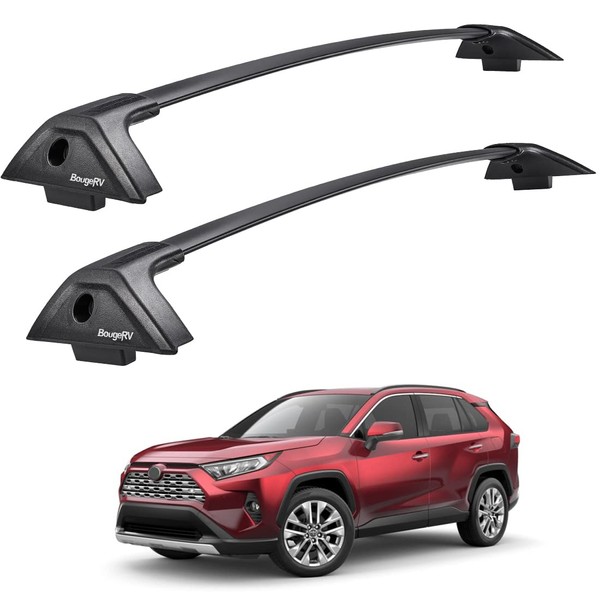 BougeRV Car Roof Rack Cross Bars Compatible with Toyota RAV4 2019-2023 with Side Rails(Not for Adventure/TRD Off-Road), Aluminum Anti-Rust Cross Bar for Rooftop Cargo Carrier Bag Kayak Bike Snowboard