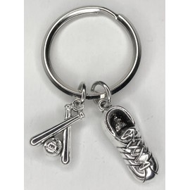 Woodstar Baseball Keychain Bat Ball Spike Lightweight Compact Metal Keychain