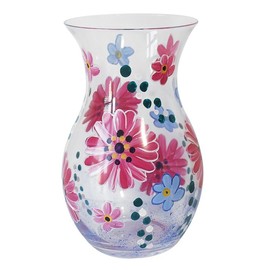 Lesser & Pavey Lynsey Johnstone Pink Gerbera Vase For Home & Office | Beautiful Flower Vase For Living Room | Ceramic Decorative Flower Holder | Home Décor Floral Print Flower Vase