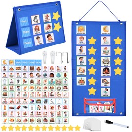 Visual Schedule for Kids with Autism for Classroom&Home School - SYCYKA Morning Routine Chart 96 Activity&12 Blank Cards Toddler Visual Schedule Wall Communication Chore Chart Responsibility Planner