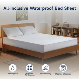 Z-HOM Fitted Sheet Waterproof, Microfibre, Waterproof Bed Sheet with Waterproof Plastic Layer, Mattress Height up to 30 cm, Oeko-Tex Certified (White, 160 x 200 x 30 cm)