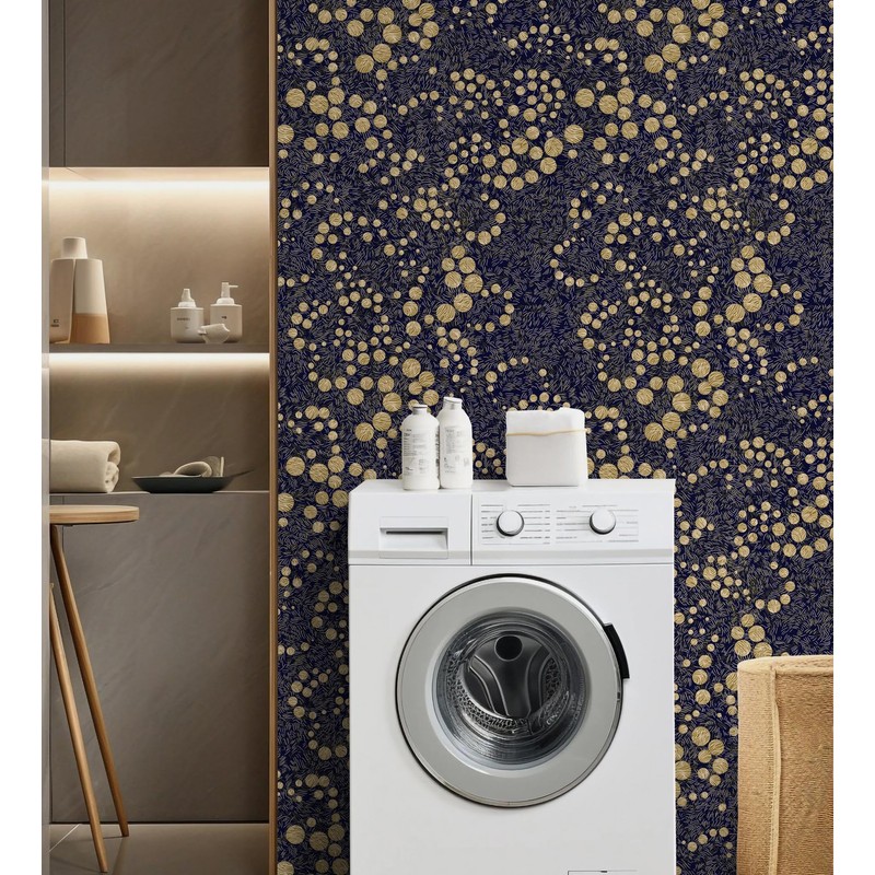 Kitico Blue and Gold Wallpaper Peel and Stick Wallpaper Modern