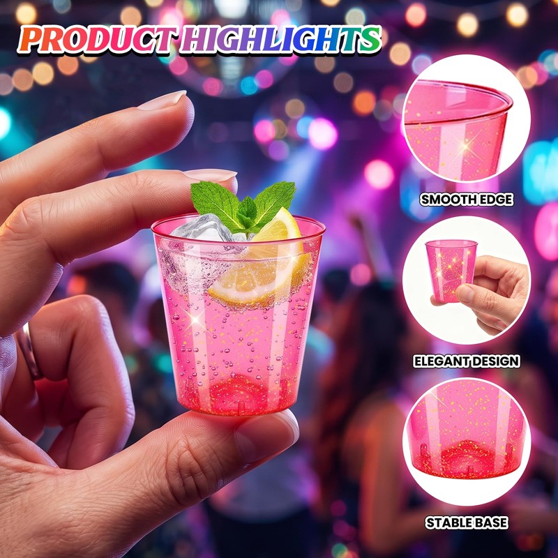 50 Pack 2oz Neon Pink Shot Cups - Vibrant Party