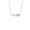 IMINI Heartbeat Pendant Necklace for Women Girls Stainless Steel Cubic