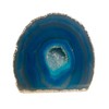 Nature's Decorations Small Teal Agate Geode Premium Silver Trim