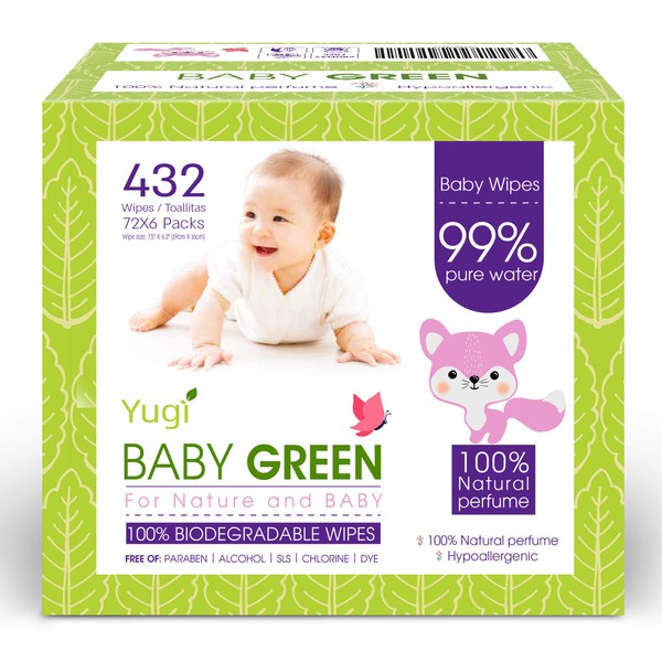 Yugi Green Biodegradable Baby Wipes Organic Natural essential oils –