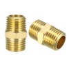 sourcing map Brass Pipe Fitting, Hex Nipple, 1/4" NPT x
