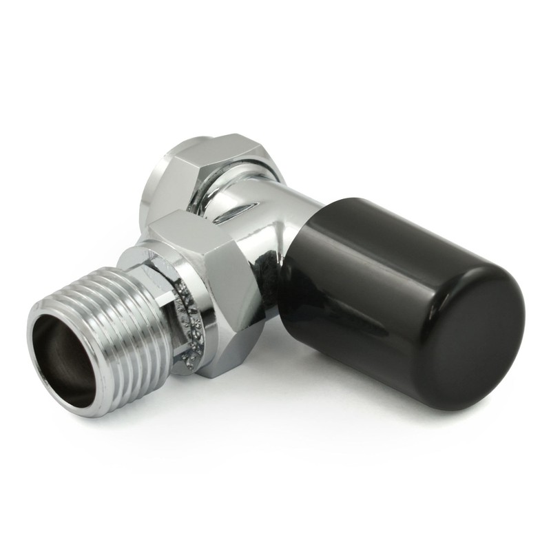 Thermostatic Radiator Valve Chrome & Black Angled TRV – Style