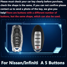 Cavlobe for Nissan Zinc Alloy Key Fob Cover,Keychain,Full Protection Car Key Case for Rogue Altima SR Armada SL Murano Maxima Pathfinder Titan Versa Infiniti Keyshell Accessories(NO.001-5 Silver)