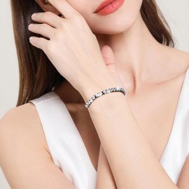 VNOX Tennis Bracelets for Women Diamond Cubic Zirconia Bracelet for Woman Black Adjustable Classic Crystal Bangles for Women Birthday Christmas Jewelry Gifts for Women Wife Girlfriend,4-9 Inch