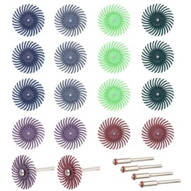 Mesee 18 Piece 25mm Detail Grinding Brushes Set, Mixed Grit Gap Polishing Disc Assortment Kit 80/120/220/400/600/1000 Grit Radial Bristle Discs Grinder Rotary Tool Accessory for Deburring Polishing