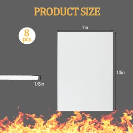 8 Pcs High Temperature Ceramic Fiber Gasket Paper - Fireproof Insulation Sheet for Stoves, Kilns, Boilers & Fireplaces | 7" x 10" x 1/8" Thick