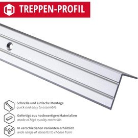 Gedotec Stair Profile Aluminium Step Edge Profile Aluminium Angle Profile Silver 1000 mm Floor Profile Perforated for Screwing Angle Protection Profile 25 x 20 mm 1 Piece Stair Angle Profile with