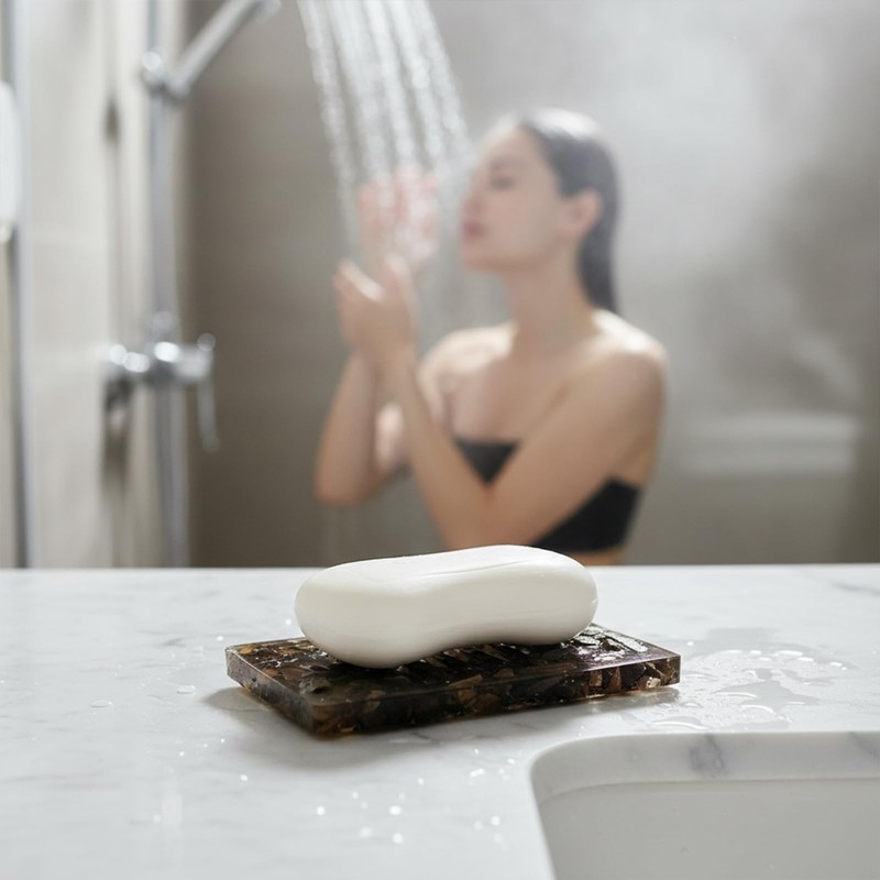 Vinsiora Soap Holder Modern Resin Decorative Tray for Bathroom Shower