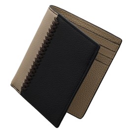 Mia Borsa Men's Bifold Wallet with No Coin Purse, Slim Leather, Bi-Color, Black × Grage