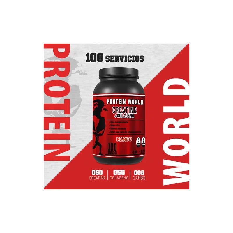 Creatina Monohidratada + Colágeno World 1 Kg 100 Servicios