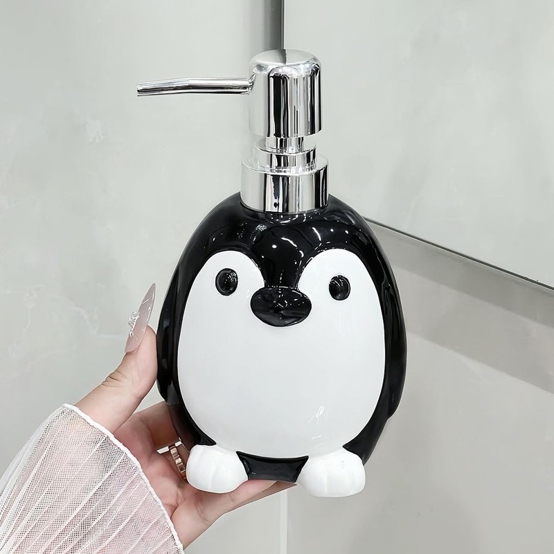 Animal Ceramic Soap Dispenser with Plastic Pump, Refillable Lotion Soap