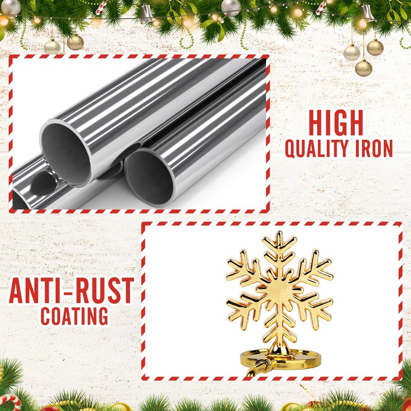 4 Pack Christmas Stocking Holders，Xmas Metal Hooks Grip Clips for