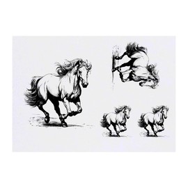 4 x 'horse' Temporary Tattoos - Water Resistant, Skin-Safe, Non-Toxic Transfers, Mixed Sizes (TO00062456)