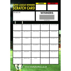 Totally Bonkers - Rugby League Fundraising Scratch Cards - 30 SQUARE - A6 (148x105mm) -10 Pack - TB0010 - Blind Card