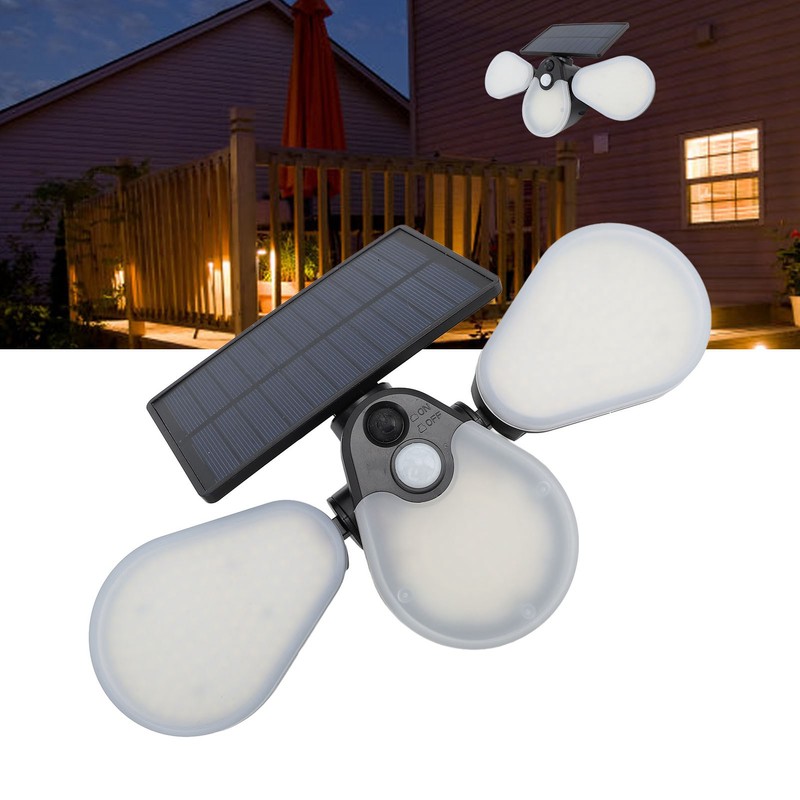 Solar Garden Lights Professional Waterproof 3 Heads Rotation High Power