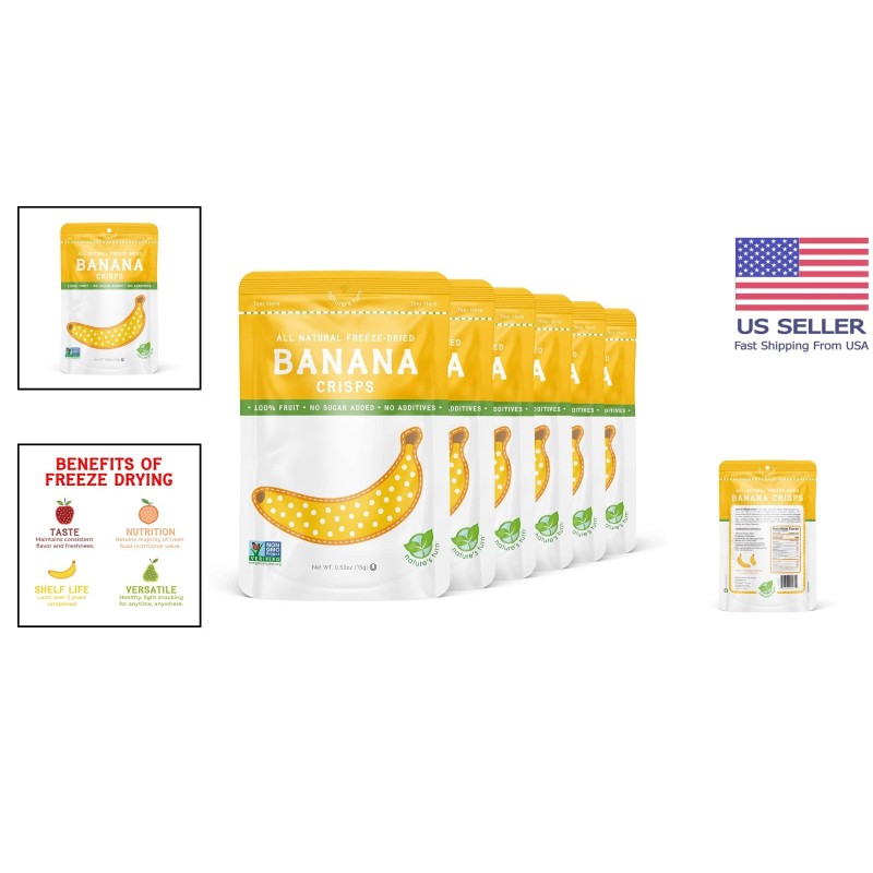 Delicious Anytime Freeze-Dried Banana Crisps - 6 Pack for Guilt-Free