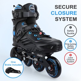 Inline Skates for Women Men, Outdoor Street Blades Roller Adult Male Female, Professional Fitness Roller Skates Blades for Unisex (Black&Blue) Men8.5-9/Women9.5-10/28cm