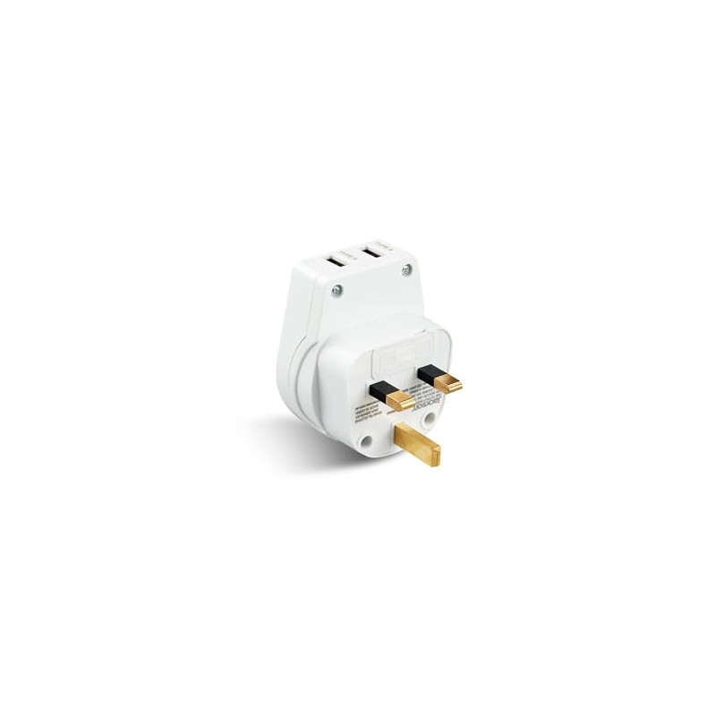 Jackson AUS - UK & HK USB-A Travel Adapter, White