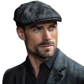 Biddy Murphy - Gorra plana irlandesa auténtica para hombre, 100% lana nueva, espiga de pescado, importada de Irlanda, marino, Medium