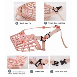 Basket Dog Muzzle for Large Medium Small Dogs, Cage Muzzles to Prevent Biting Chewing Licking Scavenging, Mouth Cover with Adjustable Strap for Vet Visits, Grooming, Walking (Size 7, Beige)