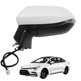 Marretoo for Toyota Corolla 2020 2021 2022 2023 2024 Side Mirror Assembly Driver Side WHITE 6 Pins for Toyota Corolla Accessories |POWER+Turn Signal +HEAT Replaces TO1320394(LH)
