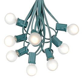 G30 Patio String Lights with 25 Globe Bulbs - Garden Hanging String Lights - Vintage Backyard Patio Lights - Outdoor String Lights - Market Cafe Bistro String Lights – Green Wire -25 Feet
