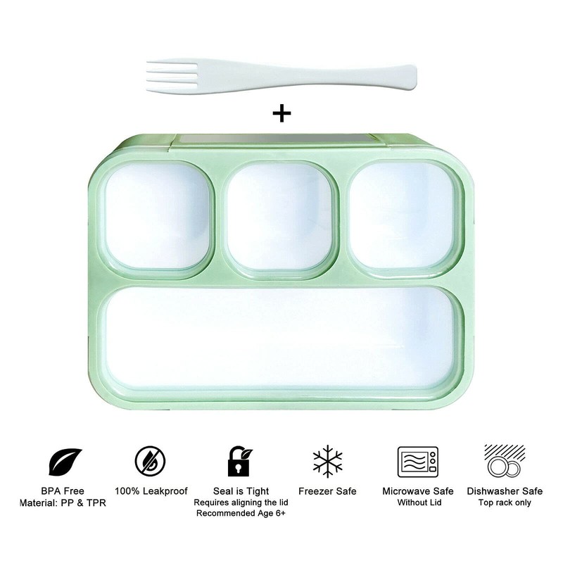 IHANA Bento Lunch Box Food Snack Container with 4 Leakproof