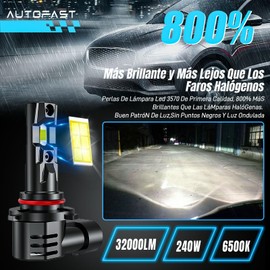 AUTOFAST 9005 Led Bombillas Coche, 240W 32000LM 6500k Focos Led 9005/HB3/H10 para Faros e Iluminacion, Luces para Carro 1:1 Tamaño De Reemplazo De Halógena, Blanco Luz Alta o Antiniebla - 2 Piezas