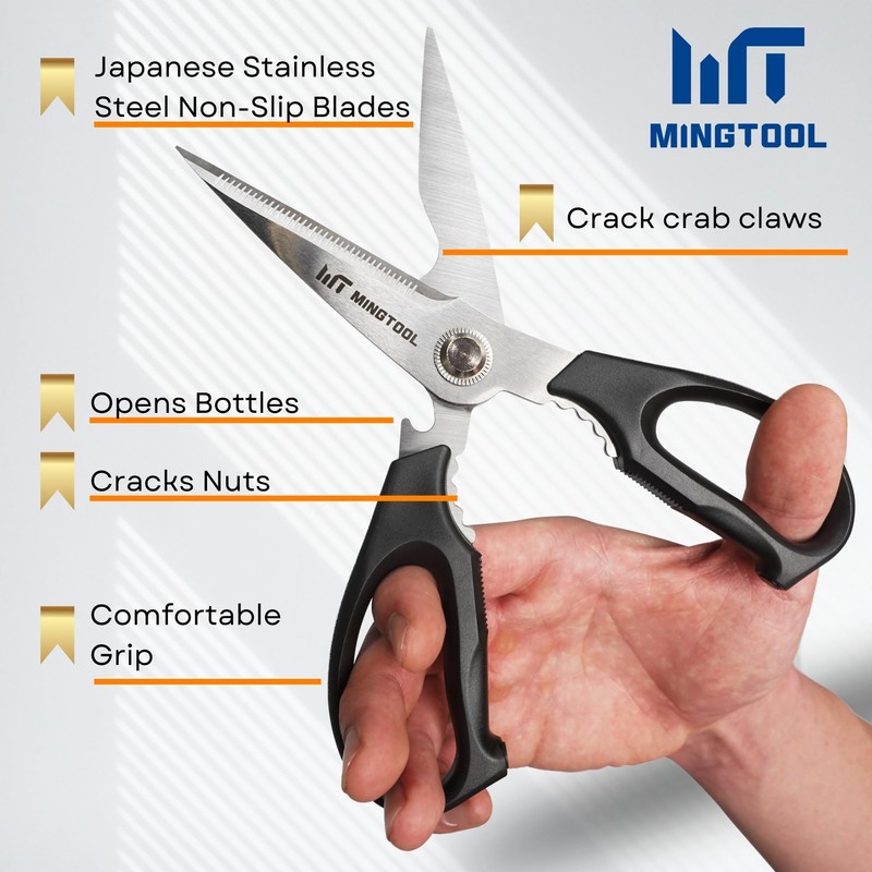MINGTOOL Kitchen Scissors All Purpose, Stainless Steel Kitchen Shears Heavy
