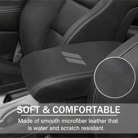 YOSRTER for Dodge Durango Accessories 2021 2022 2023 2024 2025 Center Console Armrest Cover Interior Box Anti-Scratch Leather Central Armrest Decoration (Gray Stitches)