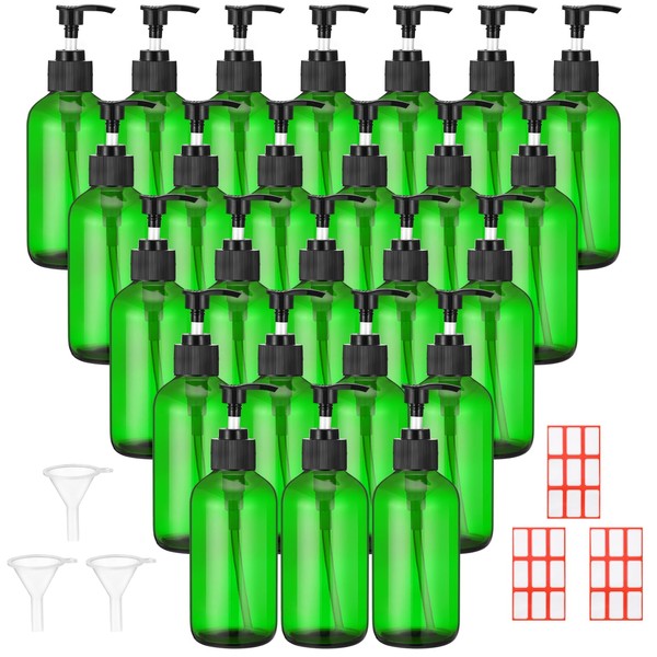 Tanlade 24 Pcs 8 oz Glass Pump Bottle Empty Bottle